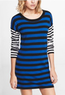 Women's Zipper Mix Stripe Sweater Dress